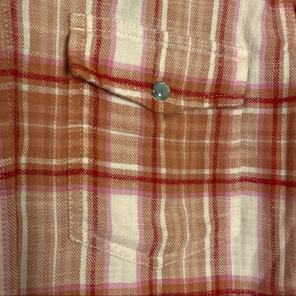 J. Crew Women’s Pink Plaid Flannel Pearl Snap Western Shirt Cowgirl Core Y2K